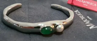 REBAJAS % Brazalete con piedra verde onix y perla