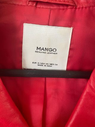 Cazadora Piel calidad  Roja Mango Talla S