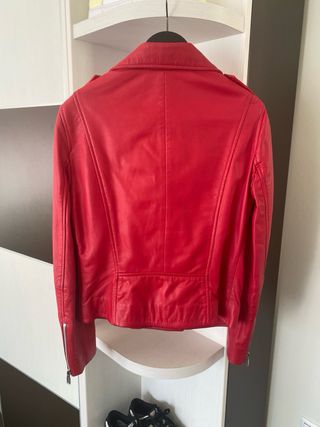 Cazadora Piel calidad  Roja Mango Talla S
