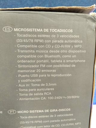 Muse MT-112W Micro Sistema CD/Giradiscos Bluetooth