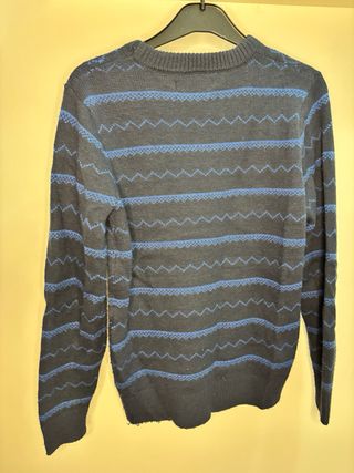 Jersey Pull&Bear negro rayas azul Talla S