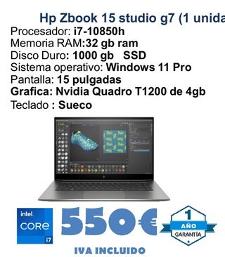 HP Zbook 15 Studio G7 i7 32GB RAM 1TB SSD