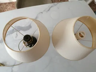 Coppia abatjour in legno e metallo