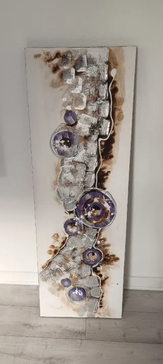 Cuadro moderno abstracto púrpura y plata