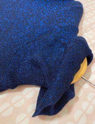 Vestido Zara Hilo Metalizado Azul Talla S