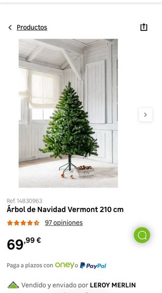 Árbol de Navidad Verde Leroy Merlin modelo Vermont