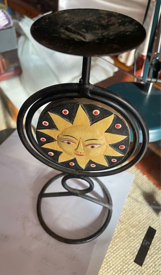 Porta candele etnico Sole e Luna vintage