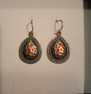 Pendientes lágrima cobre y azul
