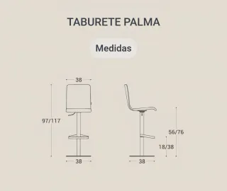 Dos taburetes con respaldo.  Cancio mod. Palma.