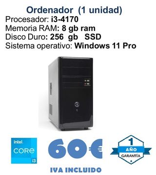 Ordenador Intel Core i3 8GB RAM 256GB SSD