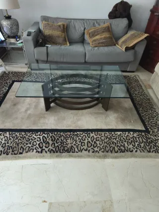 Mesa de centro cristal y hierro fundido