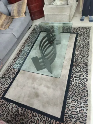 Mesa de centro cristal y hierro fundido