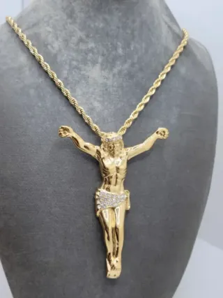 Colgante Cruz Jesús Acero Quirúrgico Chapado Oro