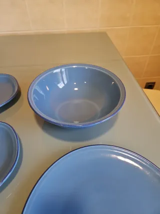 Set 5 Fuentes Porcelana Azul Ovaladas