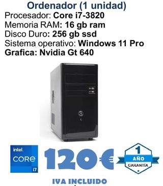 Ordenador Intel Core i7 16GB RAM 256GB SSD
