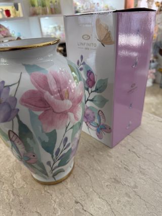 Vaso L'Infinito Porcellana 30cm Farfalle Fiori
