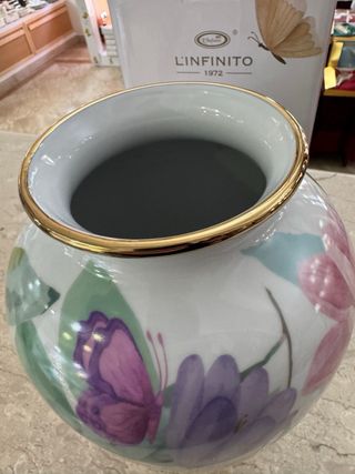 Vaso L'Infinito Porcellana 30cm Farfalle Fiori