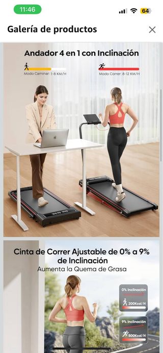 Cinta de Correr Plegable TOPUTURE 4 en 1. Sin exrr