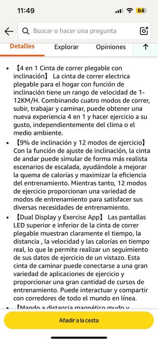 Cinta de Correr Plegable TOPUTURE 4 en 1. Sin exrr