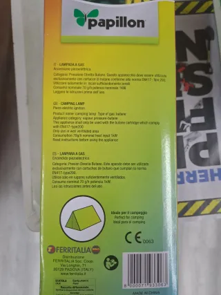 Lámpara de gas Papillon con encendido piezoeléctri