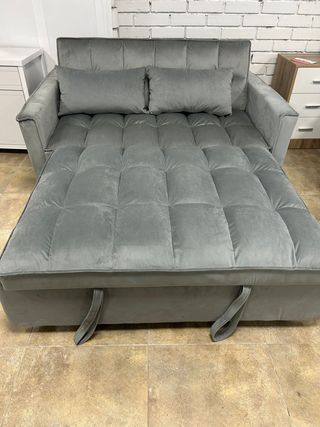 Mini Sofá Cama2 Plazas Gris 3 en 1 Nuevo