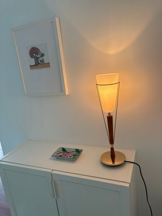 Lámparas de mesa vidrio blanco y dorado