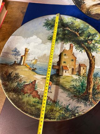 Coppia Piatti Carbet  Ceramica Decorati Paesaggio