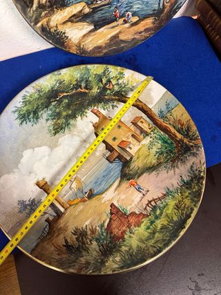 Coppia Piatti Carbet  Ceramica Decorati Paesaggio