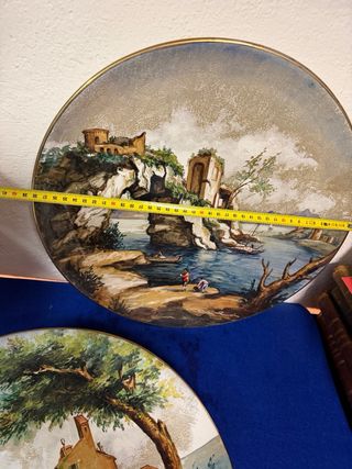 Coppia Piatti Carbet  Ceramica Decorati Paesaggio