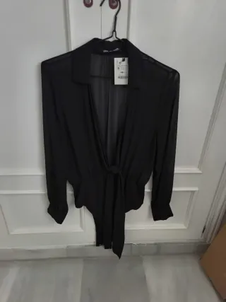 Body Zara Transparente Negro Talla S
