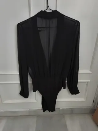 Body Zara Transparente Negro Talla S