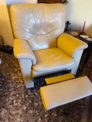 Sillón relax piel beige buen estado