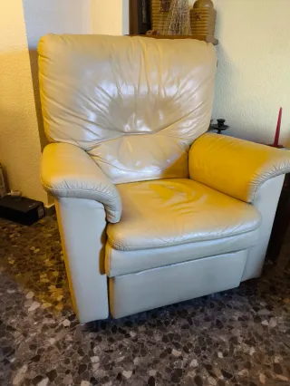 Sillón relax piel beige buen estado