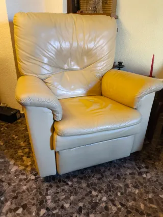 Sillón relax piel beige buen estado