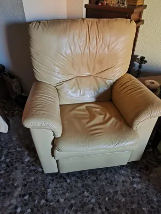 Sillón relax piel beige buen estado