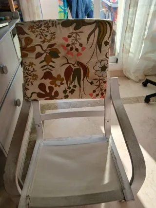 Butaca Ikea Tela Madera Beige Multicolor