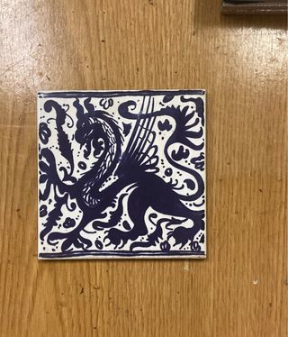 Azulejo antiguo dragón azul 11x11