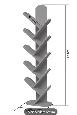 Librería Diseño Vertical 10 Estantes Pino