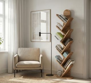 Librería Diseño Vertical 10 Estantes Pino