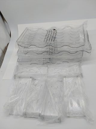 Organizador de Botellas de Vino y Agua Apilable para Armario, Frigorífico, Portabotellas de Plástico para 16 Botellas para Cocin