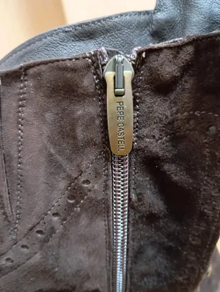 Botas altas mujer piel serraje cordones marrones t