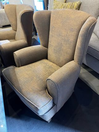 Butaca orejero tela cobre/gris