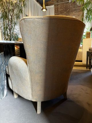 Butaca orejero tela cobre/gris