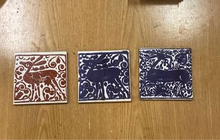 3 Azulejos Antiguos Animales 11x11