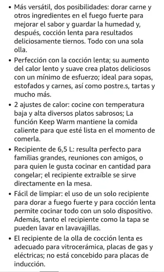 Olla de cocción lenta Crock-Pot 6.5L Acero Inox
