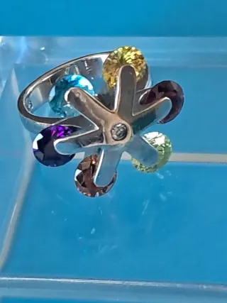 Anillo Plata de ley Cristal facetado