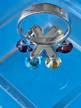 Anillo Plata de ley Cristal facetado