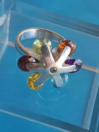 Anillo Plata de ley Cristal facetado