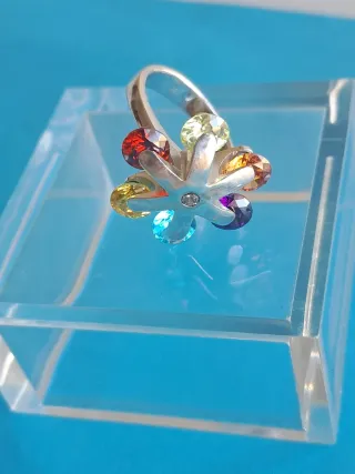 Anillo Plata de ley Cristal facetado