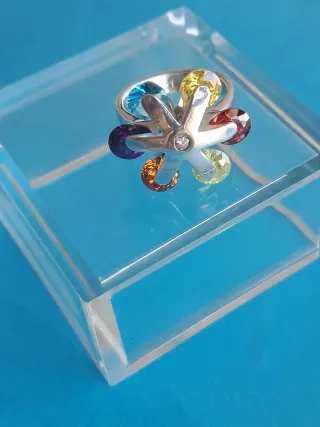 Anillo Plata de ley Cristal facetado